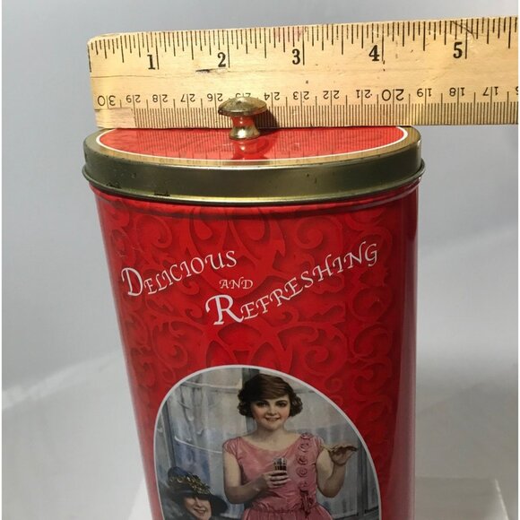 Coca Cola Tin Canister Tall Oval Vintage Container Retro Advertising Coke 11" - Picture 10 of 14